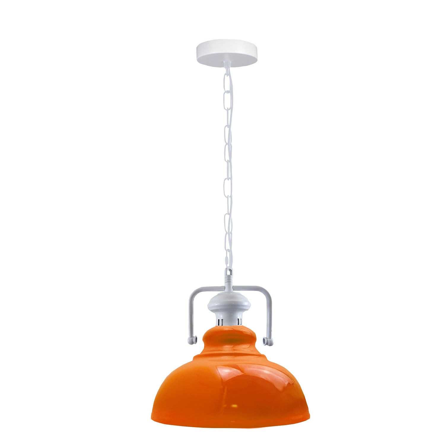 Orange Retro Curvy Shade Metal Barn Ceiling Pendant Light