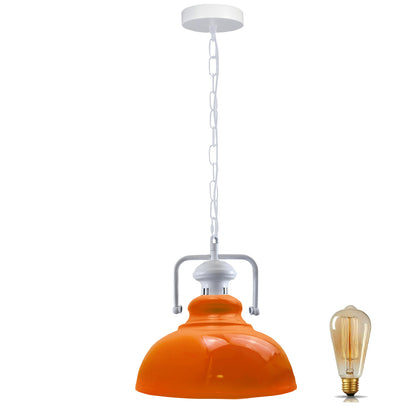 Orange Retro Curvy Shade Metal Barn Ceiling Pendant Light