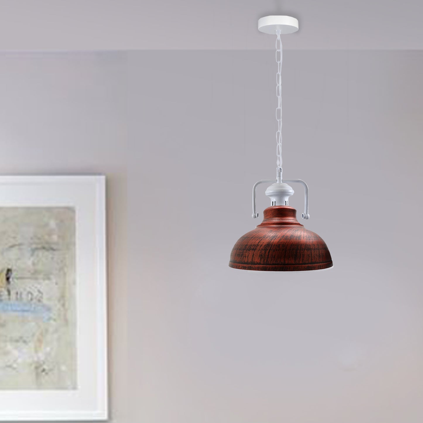 Retro Adjustable Chain Metal Rustic Red Hanging Pendant Light-Application Image