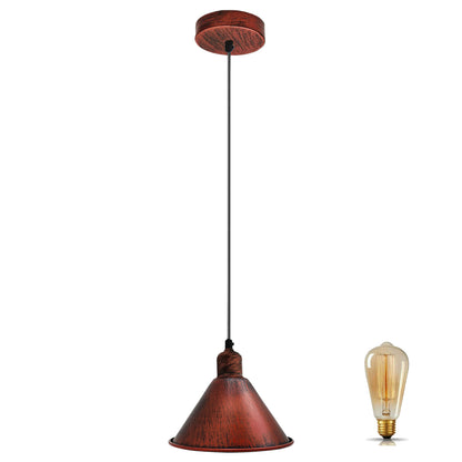 Modern Industrial Retro Ceiling Lampshade Pendant Light Rustic Shade Chandelier UK Rustic Red~2503