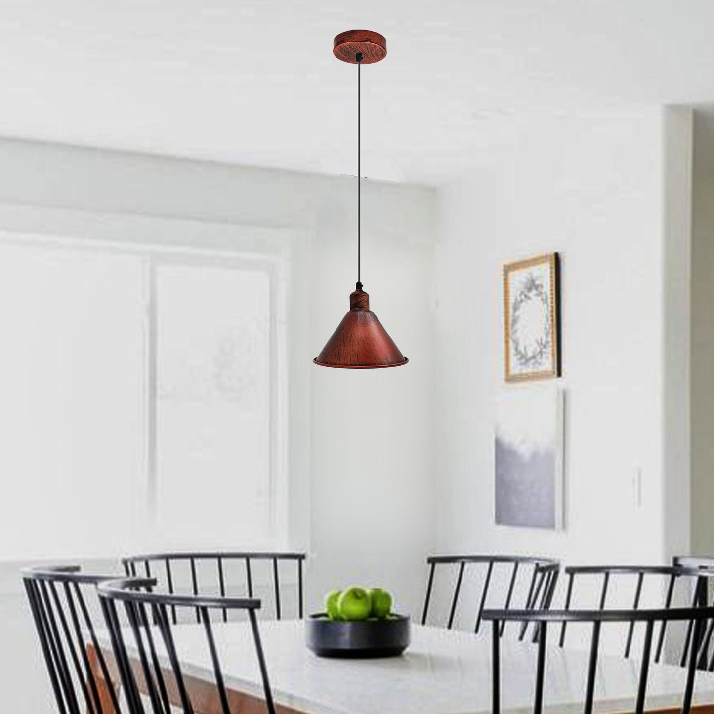 Modern Industrial Retro Ceiling Lampshade Pendant Light Rustic Shade Chandelier UK Rustic Red~2503