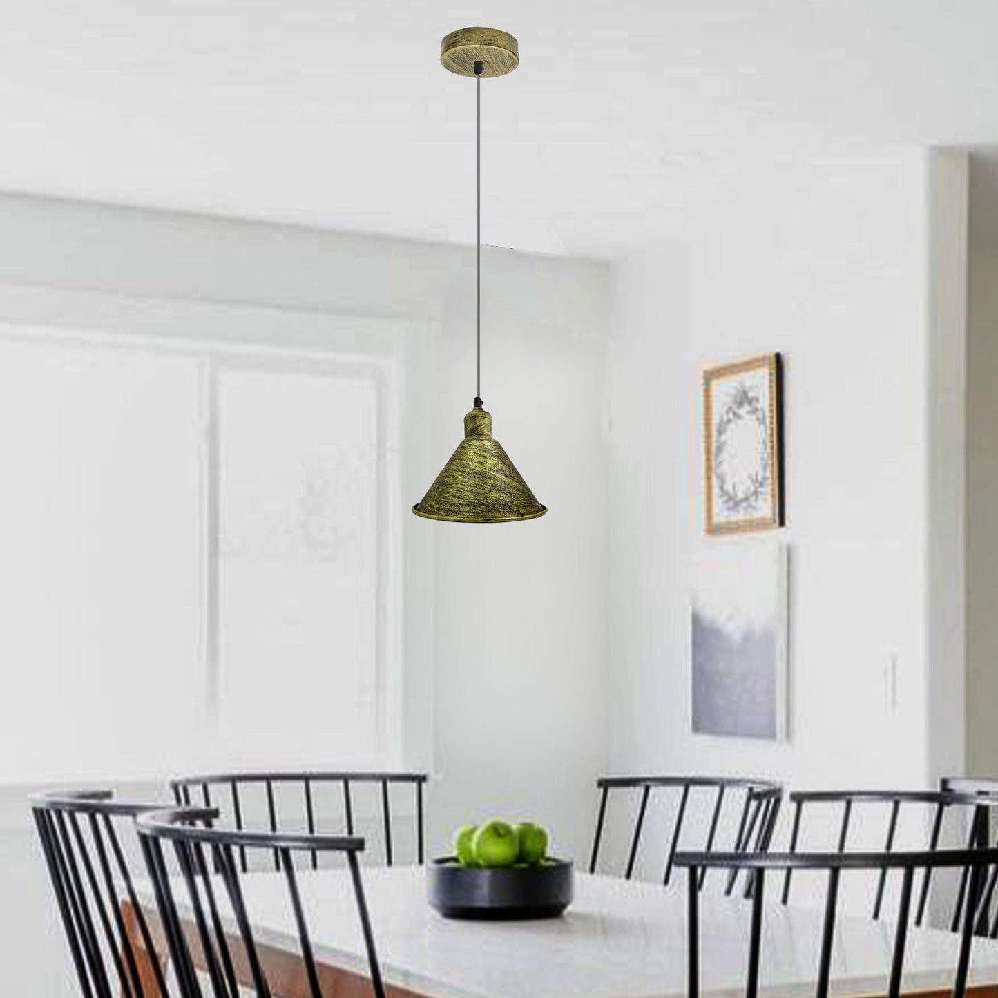 Modern Industrial Retro Ceiling Lampshade Pendant Light Rustic Shade Chandelier UK Brushed Brass~2501