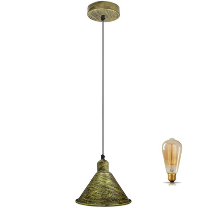 Modern Industrial Retro Ceiling Lampshade Pendant Light Rustic Shade Chandelier UK Brushed Brass~2501