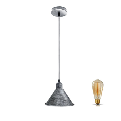 Modern Industrial Retro Ceiling Lampshade Pendant Light Rustic Shade Chandelier UK Brushed Silver~2500