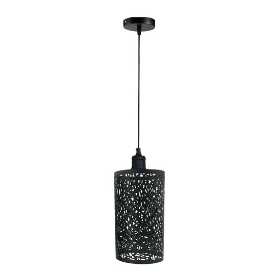 Black Loft Modern Drum Metal Cage Ceiling Pendant Light