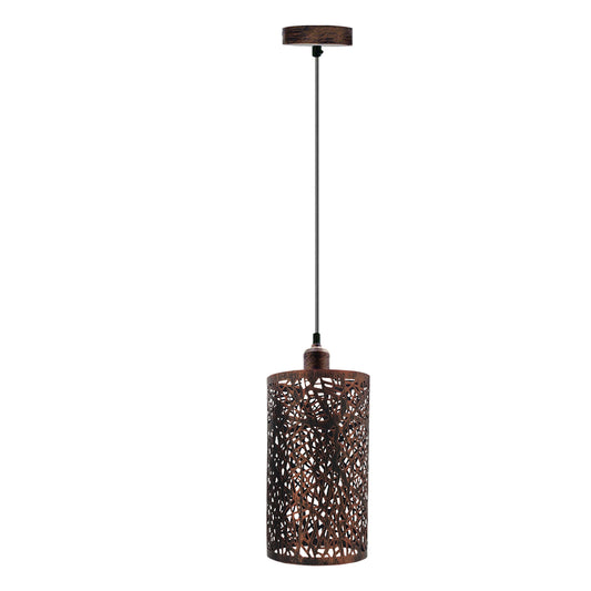 Rustic Red Loft Modern Drum Metal Cage Ceiling Pendant Light