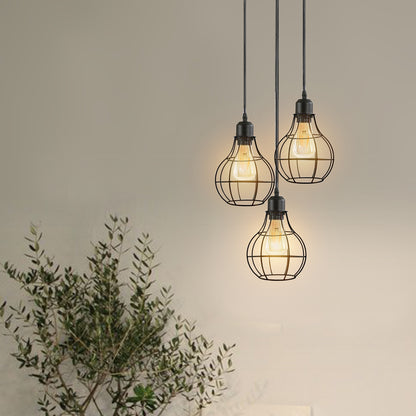 Modern Metal Cage Pendant Light | Unique Design |  Brushed Silver~2559