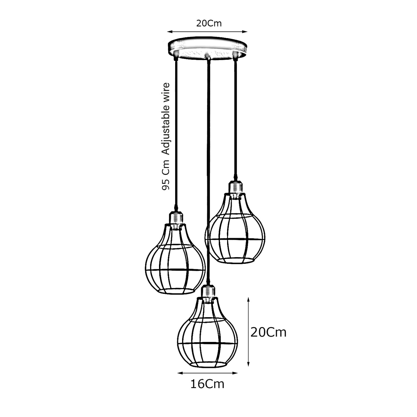 Modern Metal Cage Pendant Light | Unique Design |  Brushed Silver~2559