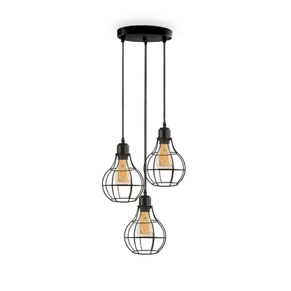 Modern Metal Cage Pendant Light | Unique Design |  Brushed Silver~2559