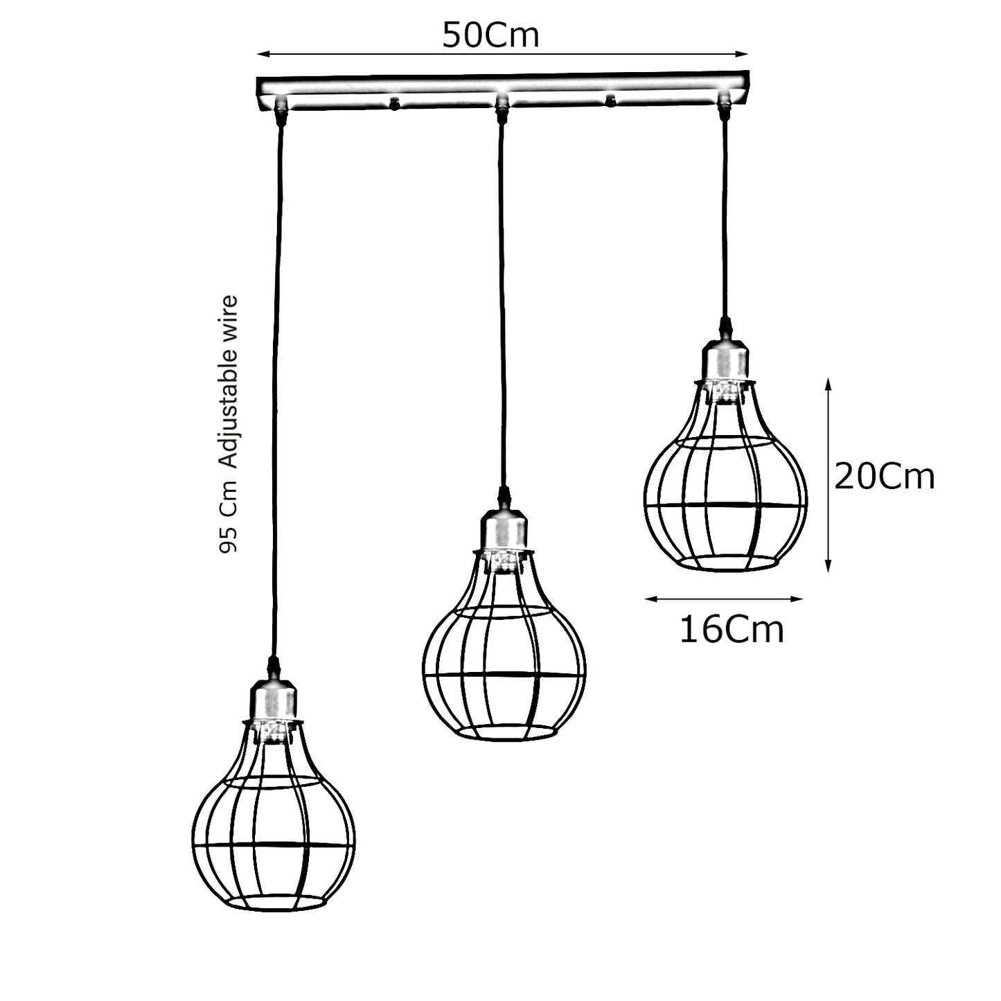 Modern Metal Cage Pendant Light | Unique Design |  Brushed Silver~2559