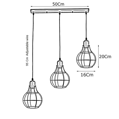 Modern Metal Cage Pendant Light | Unique Design |  Brushed Silver~2559