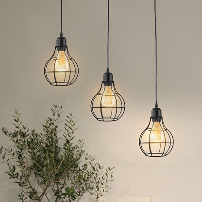 Modern Metal Cage Pendant Light | Unique Design |  Brushed Silver~2559