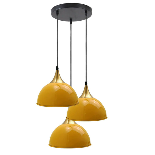 Vintage Industrial3 Way Yellow Metal Lampshade Pendant Lights