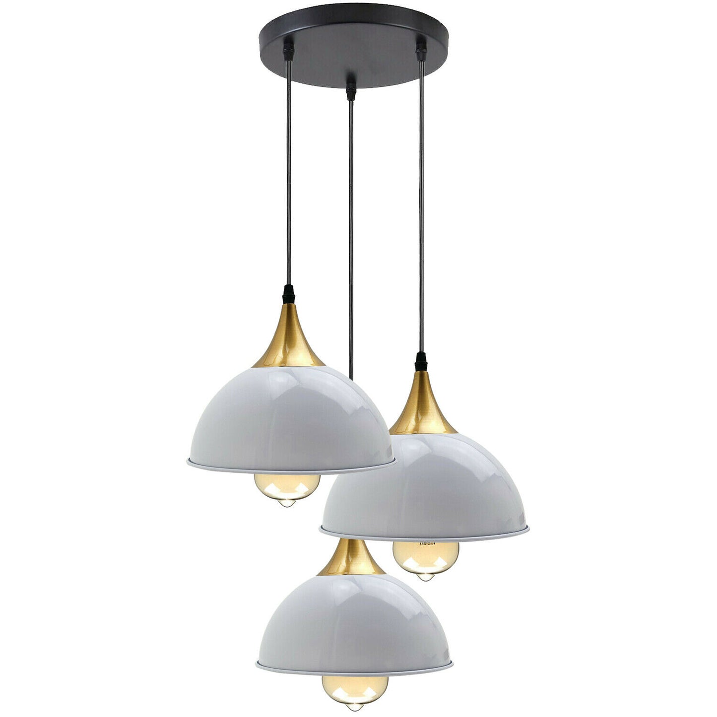 3 Way Vintage Industrial Metal Lampshade Modern Hanging Retro Ceiling Pendant Lights White~2580