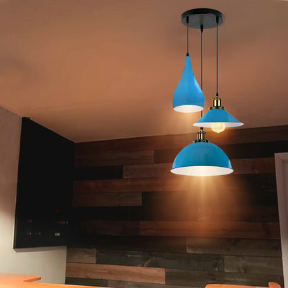 Modern 3 Head Metal Hanging Light Shade Ceiling Pendant Light Blue~2570