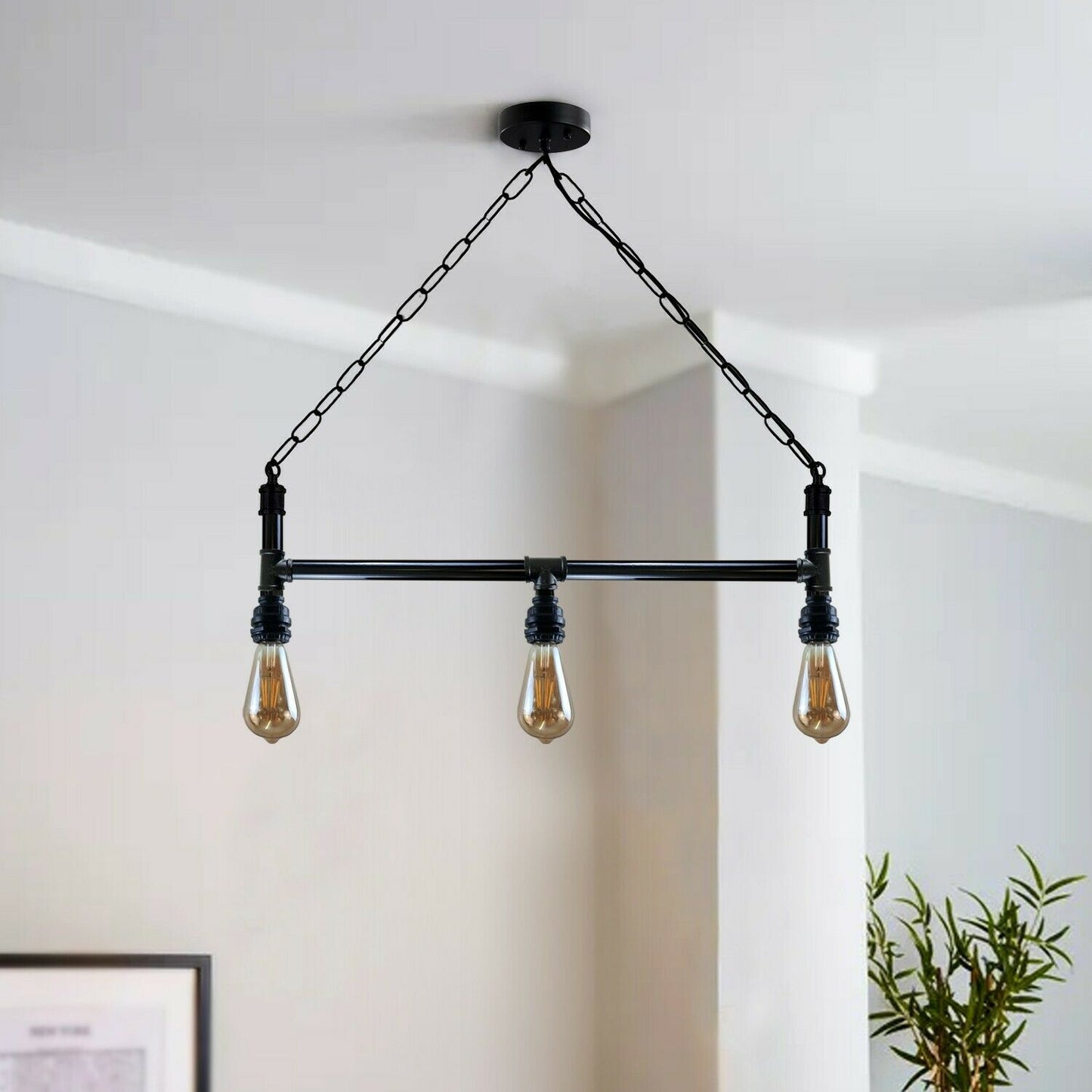 Industrial Steam Punk 3Way Over Table Light Indoor Ceiling Hanging Pendant Light~2636