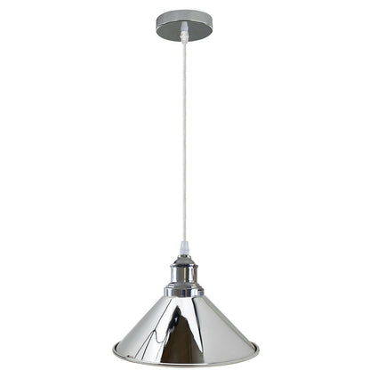 Industrial Vintage Metal Cone Shape Chrome ceiling Pendant Light