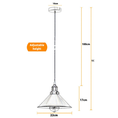 Industrial Vintage Metal Cone Shape Chrome ceiling Pendant Light-Size Image