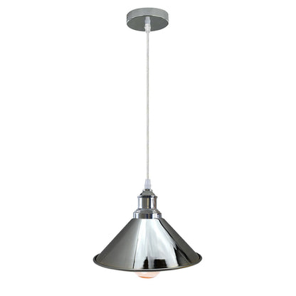 Industrial Vintage Metal Cone Shape Chrome ceiling Pendant Light