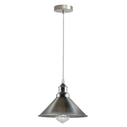 Modern Vintage Metal Cone Shape Stain Nickel Pendant Light