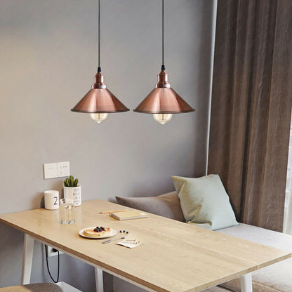 Modern Retro Vintage Metal Cone Shape Copper Pendant Light-Application Image