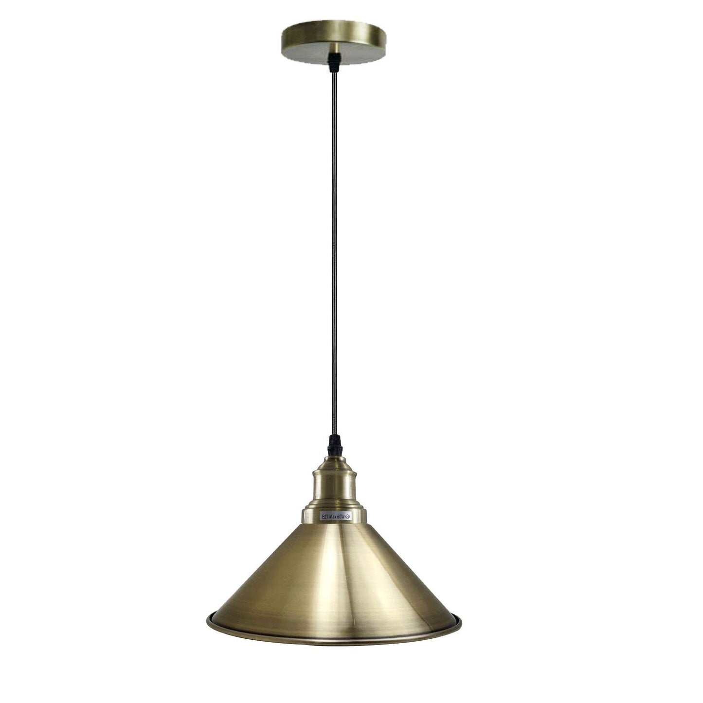 Retro Industrial Metal Cone Shape Green Brass Pendant Light