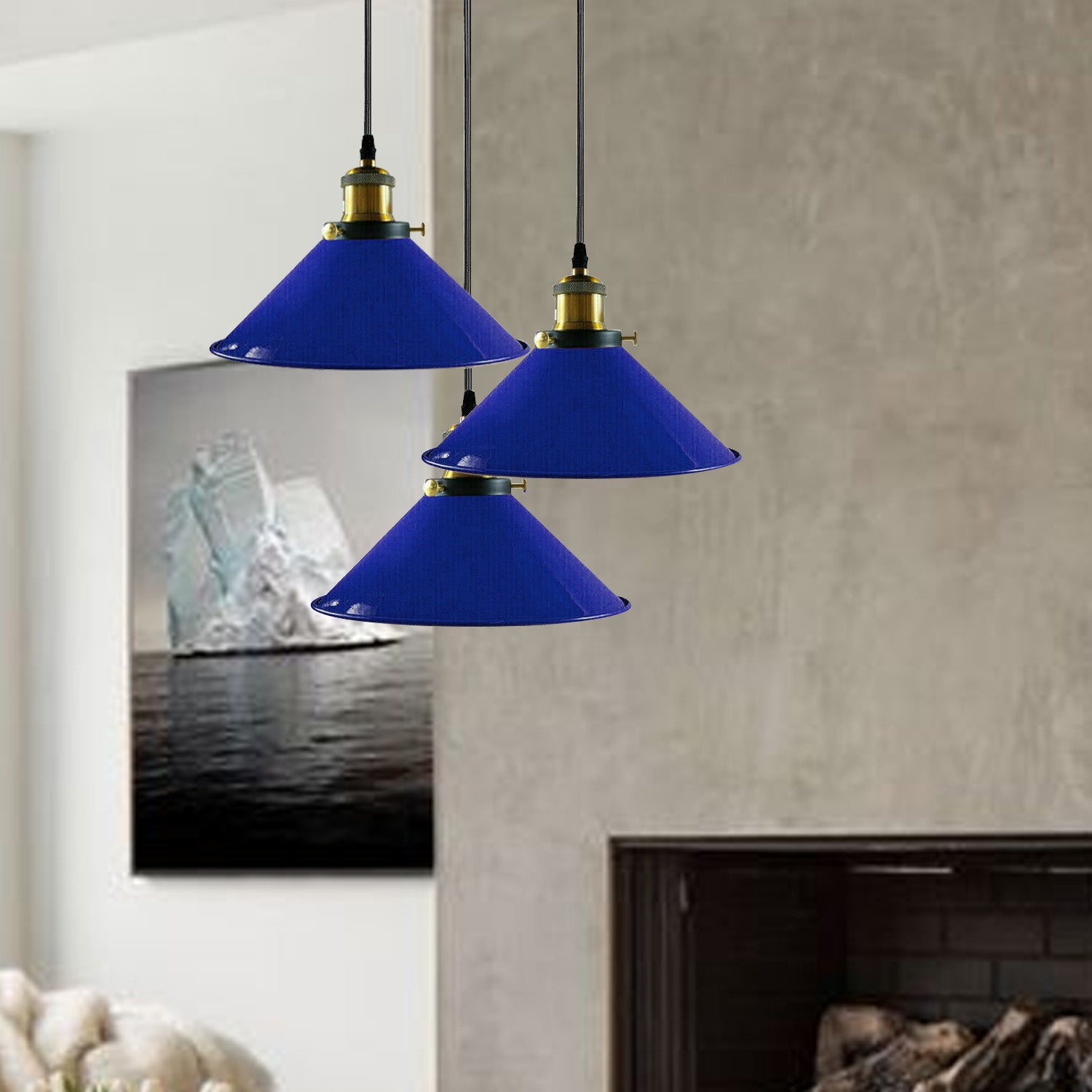 Vintage Retro Navy Blue Chandelier Ceiling Pendant LampShade-Application Image