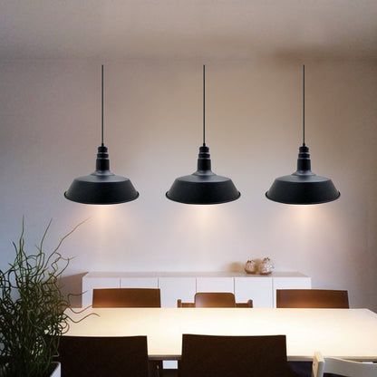 Vintage Barn slotted Brushed Black Metal Ceiling Pendant Light-Application image