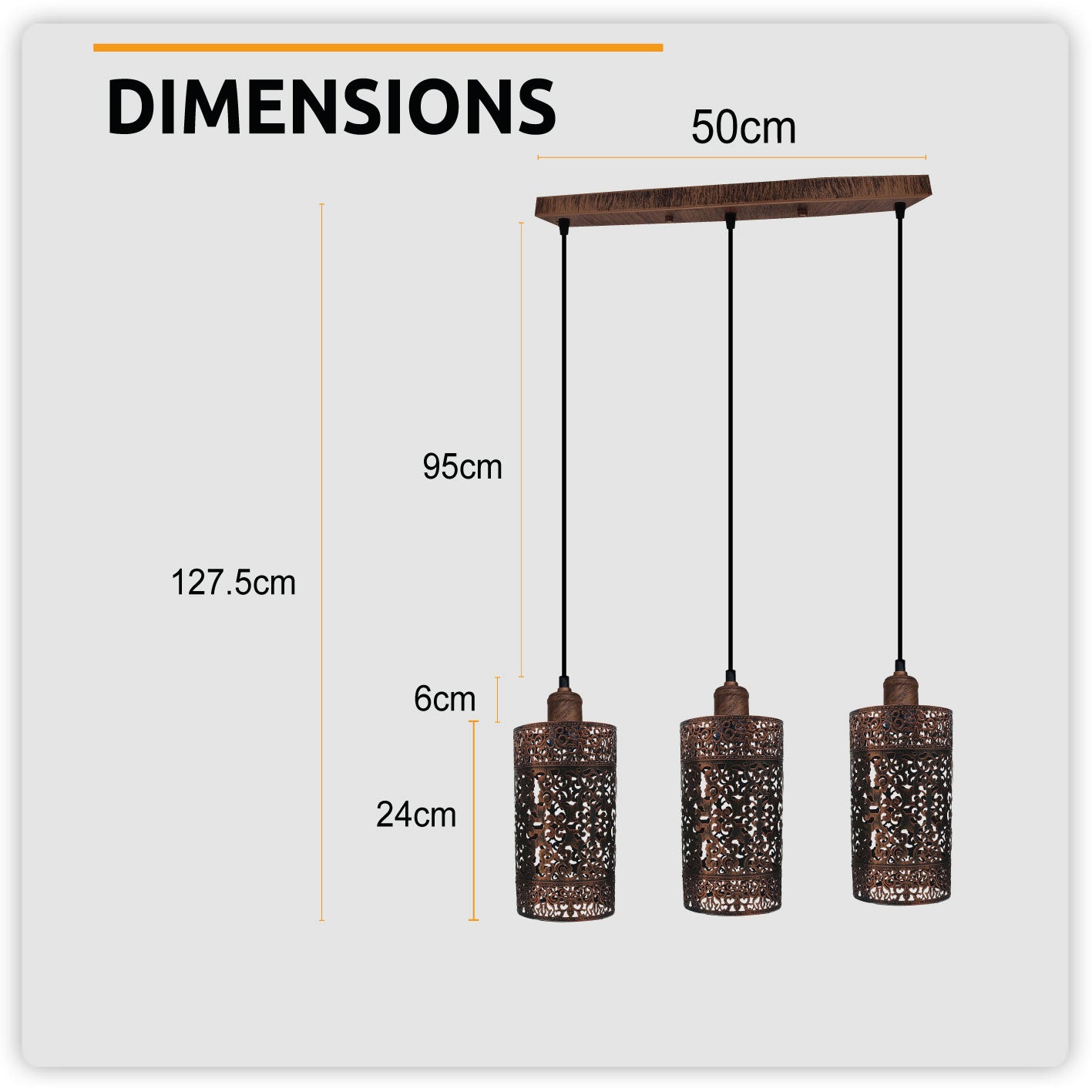 Vintage 3 Way Drum Cylinder Rustic Red Ceiling Pendant Light-Size Image