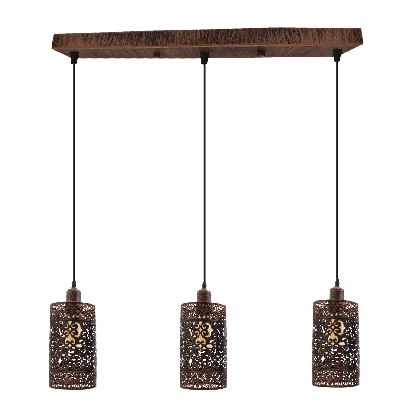 Vintage 3 Way Drum Cylinder Rustic Red Ceiling Pendant Light