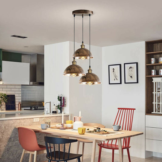 Industrial Loft Bar 3Way Curvy Shade Cluster Pendant Light-Application Image