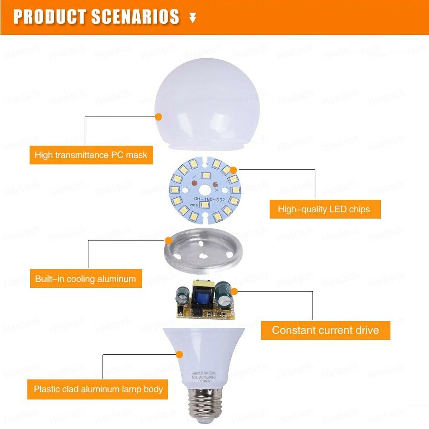 7W B22 LED Light Bulb Cool White LED Bulbs~3042