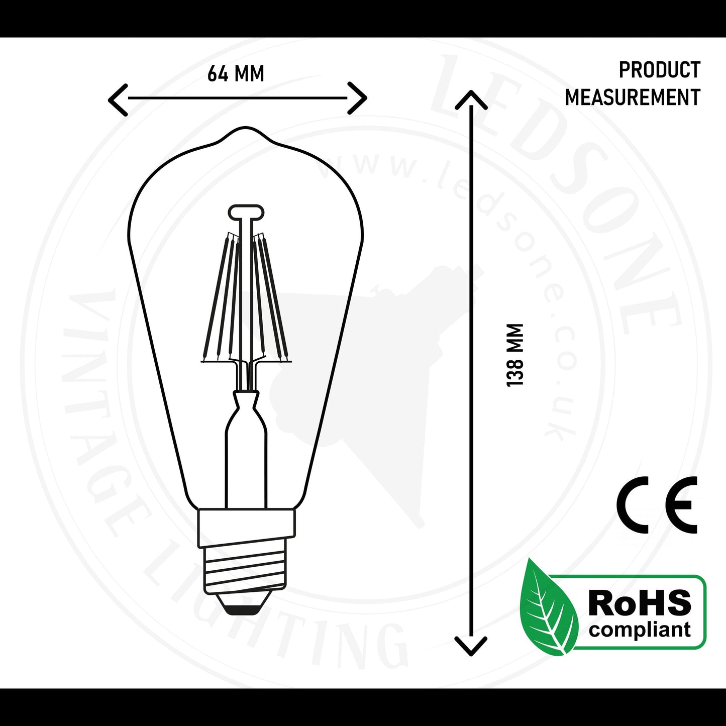 6W Filament Bulbs ST64 E27 Dimmable Vintage LED Retro ~3034