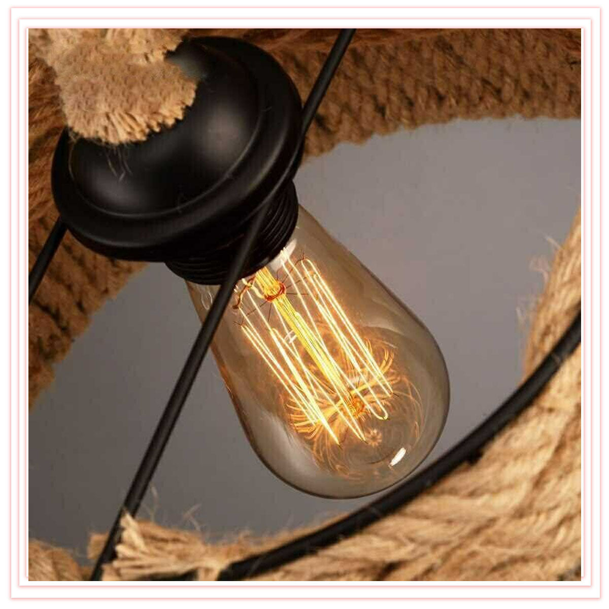 Retro Nostalgic Style Hemp Rope Shade Hanging Pendant Light