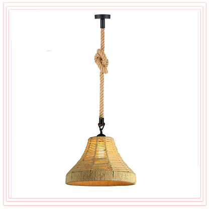 Retro Nostalgic Style Hemp Rope Shade Hanging Pendant Light