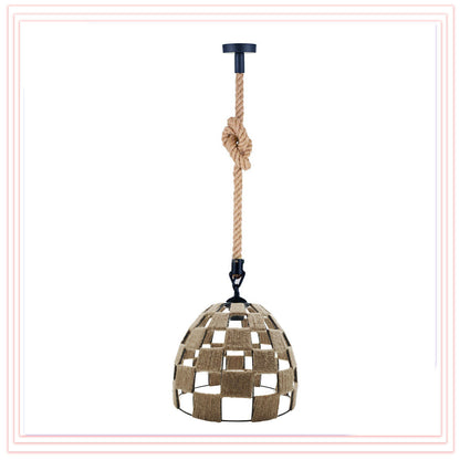 Retro Nostalgic Style Hemp Rope Shade Hanging Pendant Light