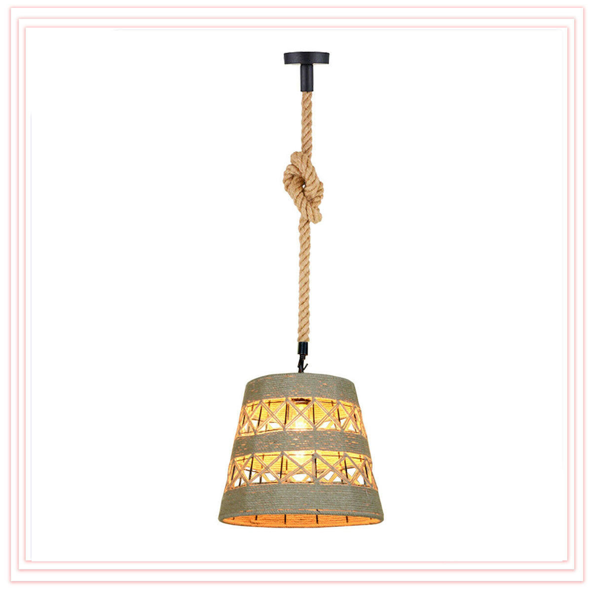 Retro Nostalgic Style Hemp Rope Shade Hanging Pendant Light