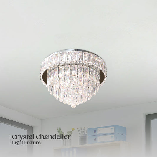 Modern Crystal Glass Layer Black Cord Chandelier Round Ceiling Light ~3669