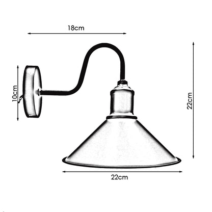 Vintage Industrial Yellow Wall Sconce E27 Bulb Holder Cone Lamp Shades-Size image