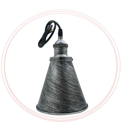 Brushed Silver Vintage Rustic Cone Hanging Lighting Pendants