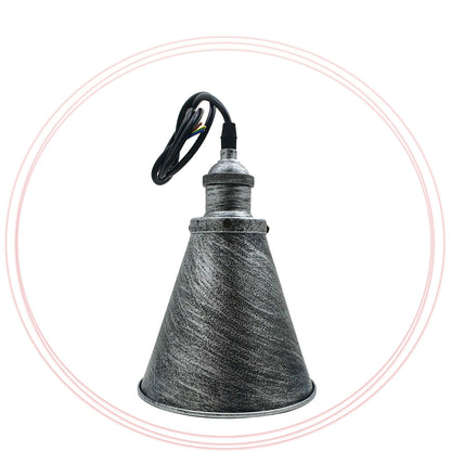 Brushed Silver Vintage Rustic Cone Hanging Lighting Pendants