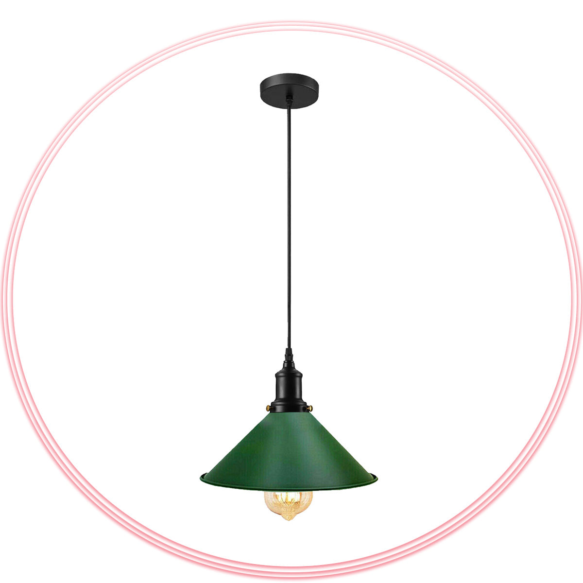 Green ceiling store lamp