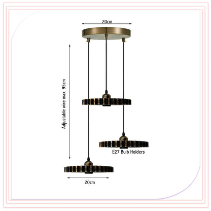 3 Head Wheel Shaped Ceiling Lamp - Size Image