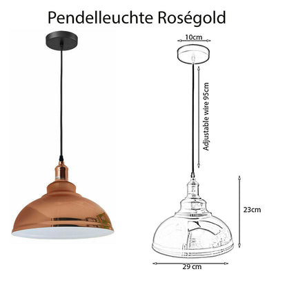 Rose Gold Modern Industrial Dome Shade Ceiling Lighting Pendants-Size Image
