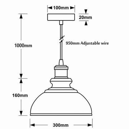 Brushed Copper Modern Industrial Dome Shade Lighting Pendants-Size Image