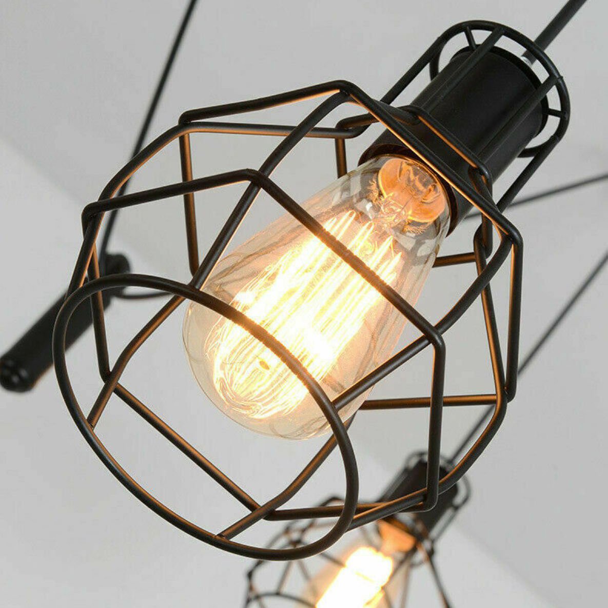 Spider pendant light with wire cage shades